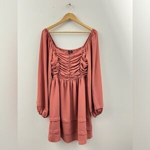 Mittoshop Darling Detailed Dress Women’s Sz L  Pink  Balloon Sleeves Babydoll